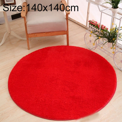 ELECTROPRIME KSolid Round Carpet Soft Fleece Mat Anti-Slip Area Rug Kids Bedroom Door Mats, Size:Diameter: 140cm(Red)
