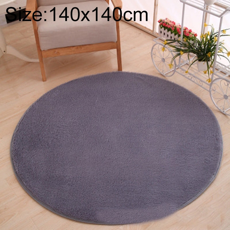 ELECTROPRIME KSolid Round Carpet Soft Fleece Mat Anti-Slip Area Rug Kids Bedroom Door Mats, Size:Diameter: 140cm(Silver Grey)