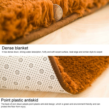 ELECTROPRIME Faux Fur Rug Anti-slip Solid Bath Carpet Kids Room Door Mats Oval  Bedroom Living Room Rugs, Size:50x80cm(Khaki)