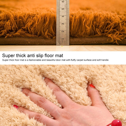ELECTROPRIME Faux Fur Rug Anti-slip Solid Bath Carpet Kids Room Door Mats Oval  Bedroom Living Room Rugs, Size:50x80cm(Candy Green)