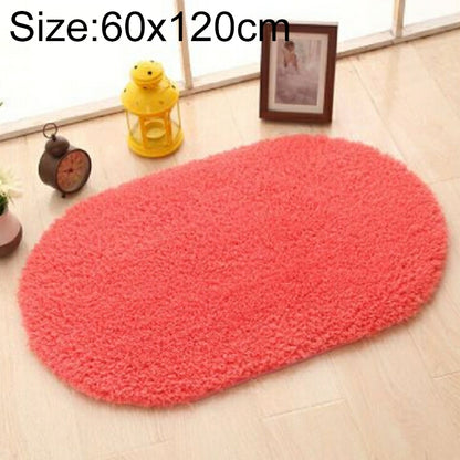ELECTROPRIME Faux Fur Rug Anti-slip Solid Bath Carpet Kids Room Door Mats Oval  Bedroom Living Room Rugs, Size:60x120cm(Rose Red)