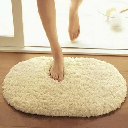 ELECTROPRIME Faux Fur Rug Anti-slip Solid Bath Carpet Kids Room Door Mats Oval  Bedroom Living Room Rugs, Size:140x200cm(Candy Green)