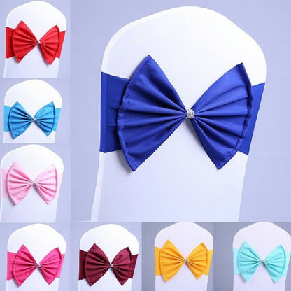 ELECTROPRIME Spandex Chair Sash fit all chair Wedding Chair Sashes Bow Elastic Chair Ribbon Back Tie Bands for Wedding Party Ceremony Banquet(Wine Red)