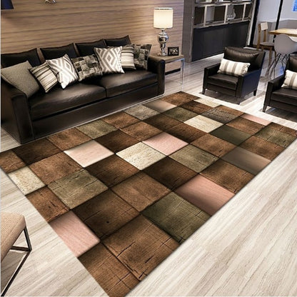 ELECTROPRIME Simple Modern Abstract Lattice Carpets Living Room Bedroom Floor Mat, Size:50x80cm(Wood Splicing)