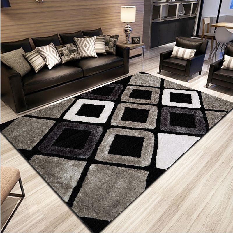 ELECTROPRIME Simple Modern Abstract Lattice Carpets Living Room Bedroom Floor Mat, Size:80x120cm(Nine Square)