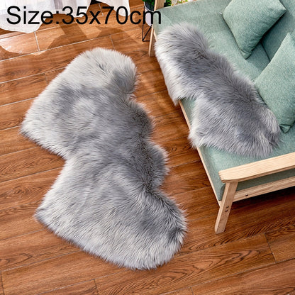 ELECTROPRIME Creative Double Heart Imitation Wool Carpet Sofa Cushion Mat Plush Bedroom Living Room Floor Rugs, Size:35x70 cm(Light Gray)