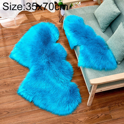 ELECTROPRIME Creative Double Heart Imitation Wool Carpet Sofa Cushion Mat Plush Bedroom Living Room Floor Rugs, Size:35x70 cm(Deep Blue)