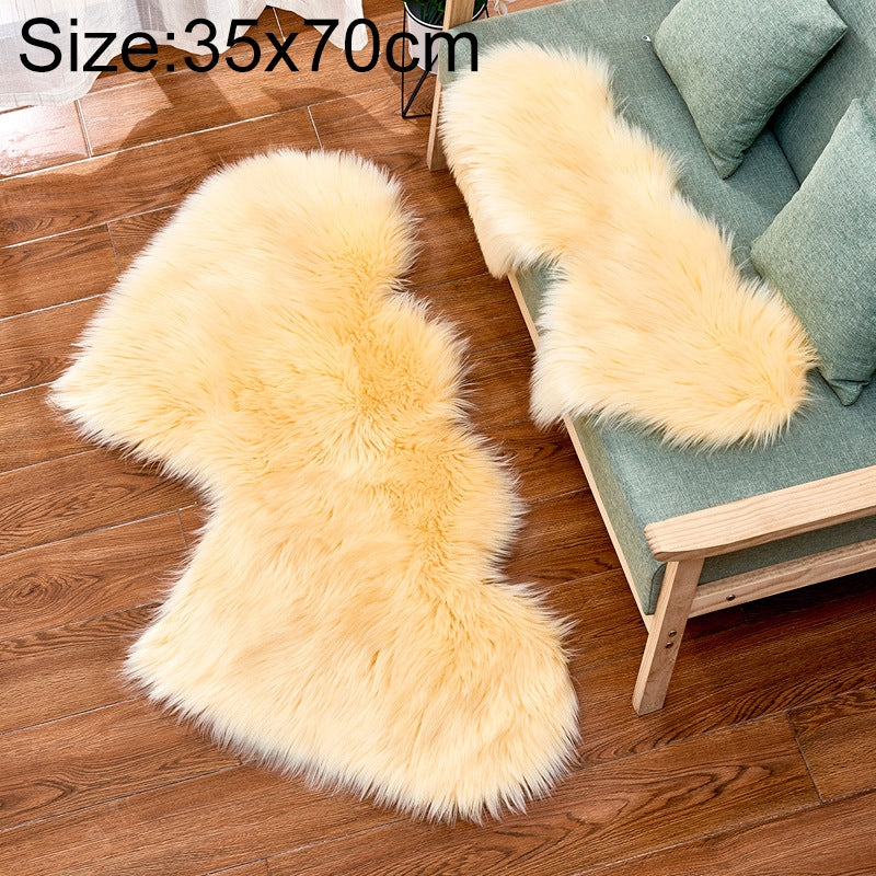 ELECTROPRIME Creative Double Heart Imitation Wool Carpet Sofa Cushion Mat Plush Bedroom Living Room Floor Rugs, Size:35x70 cm(Beige)