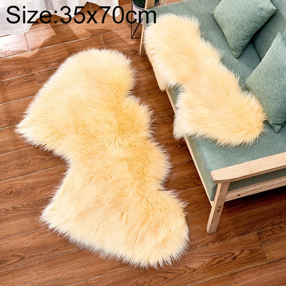 ELECTROPRIME Creative Double Heart Imitation Wool Carpet Sofa Cushion Mat Plush Bedroom Living Room Floor Rugs, Size:35x70 cm(Beige)