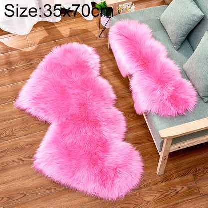 ELECTROPRIME Creative Double Heart Imitation Wool Carpet Sofa Cushion Mat Plush Bedroom Living Room Floor Rugs, Size:35x70 cm(Deep Pink)