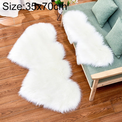 ELECTROPRIME Creative Double Heart Imitation Wool Carpet Sofa Cushion Mat Plush Bedroom Living Room Floor Rugs, Size:35x70 cm(White)