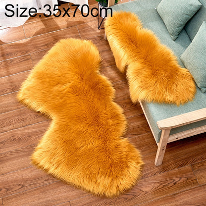 ELECTROPRIME Creative Double Heart Imitation Wool Carpet Sofa Cushion Mat Plush Bedroom Living Room Floor Rugs, Size:35x70 cm(Yellow)