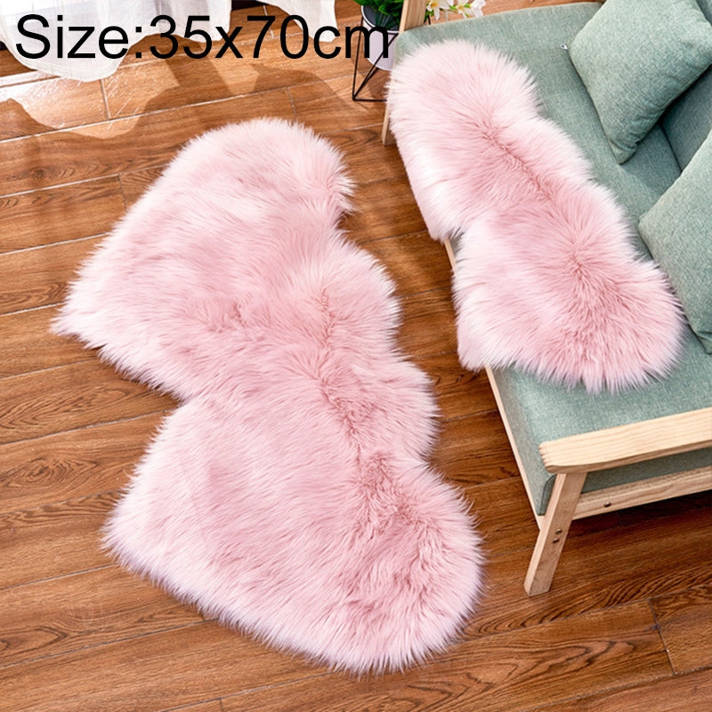 ELECTROPRIME Creative Double Heart Imitation Wool Carpet Sofa Cushion Mat Plush Bedroom Living Room Floor Rugs, Size:35x70 cm(Light Pink)