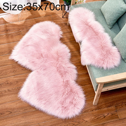 ELECTROPRIME Creative Double Heart Imitation Wool Carpet Sofa Cushion Mat Plush Bedroom Living Room Floor Rugs, Size:35x70 cm(Light Pink)