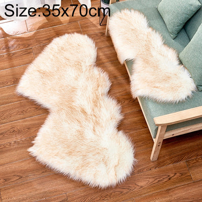 ELECTROPRIME Creative Double Heart Imitation Wool Carpet Sofa Cushion Mat Plush Bedroom Living Room Floor Rugs, Size:35x70 cm(White Yellow)