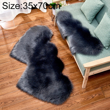 ELECTROPRIME Creative Double Heart Imitation Wool Carpet Sofa Cushion Mat Plush Bedroom Living Room Floor Rugs, Size:35x70 cm(Deep Gray)