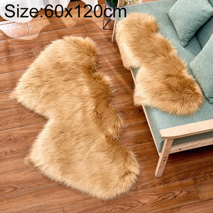 ELECTROPRIME Creative Double Heart Imitation Wool Carpet Sofa Cushion Mat Plush Bedroom Living Room Floor Rugs, Size:60x120cm(Camel)