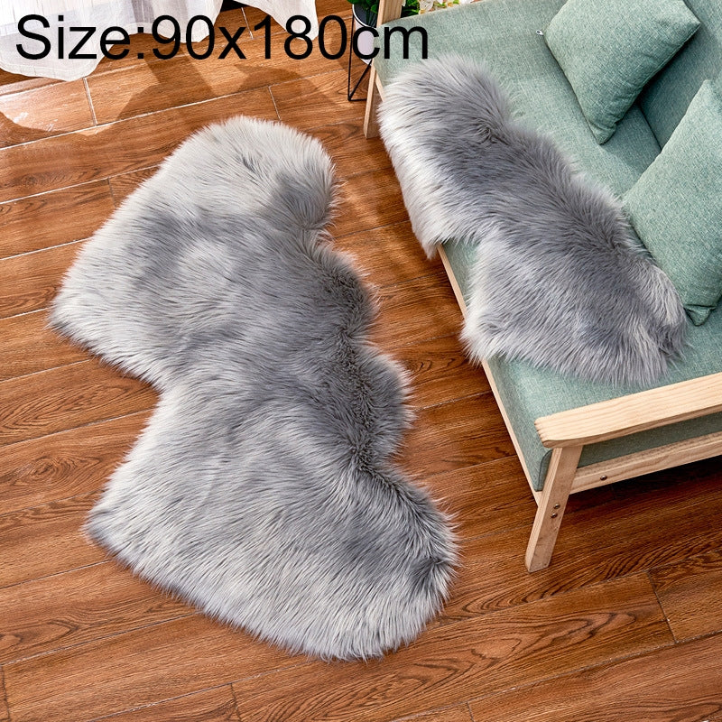 ELECTROPRIME Creative Double Heart Imitation Wool Carpet Sofa Cushion Mat Plush Bedroom Living Room Floor Rugs, Size:90x180cm(Light Gray)