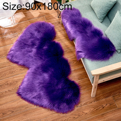 ELECTROPRIME Creative Double Heart Imitation Wool Carpet Sofa Cushion Mat Plush Bedroom Living Room Floor Rugs, Size:90x180cm(Purple)