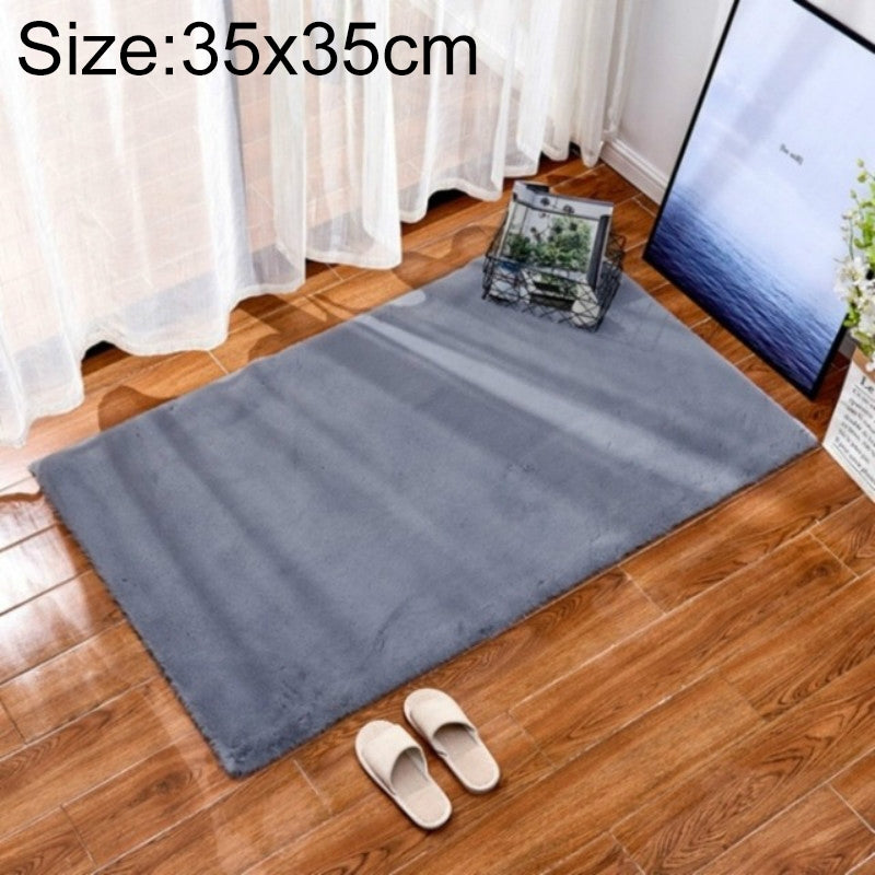 ELECTROPRIME Rug Artificial Rabbit Hair Carpet Non-slip Floor Mats for Living Room Bedroom Balcony Home Decoration, Size:350x350mm(Gray)