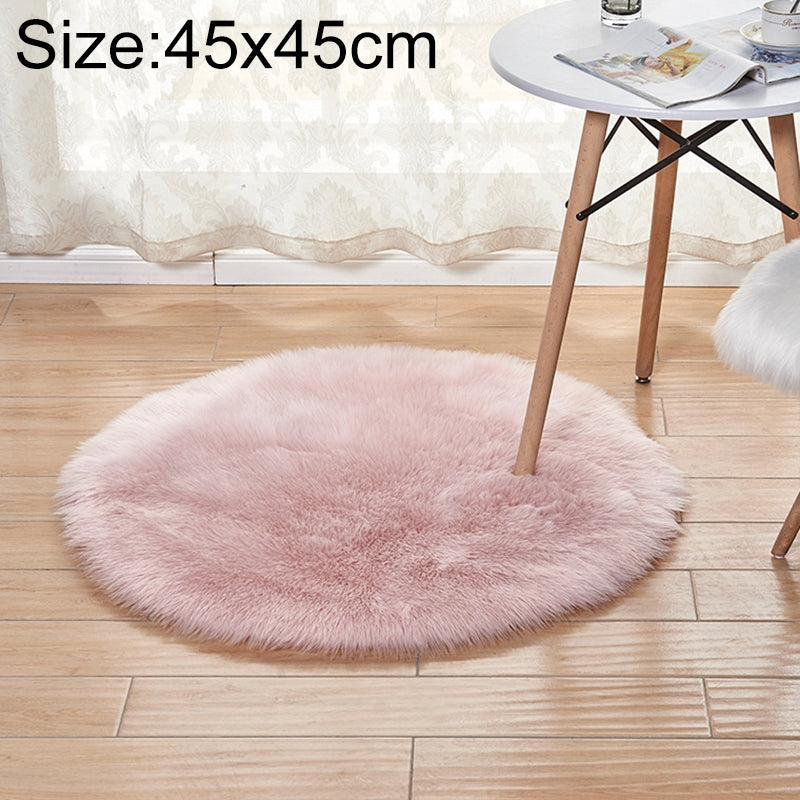 ELECTROPRIME Long Plush Round Carpet Living Room Decoration Imitation Wool Carpet Mat, Size:45x45cm(Pink)