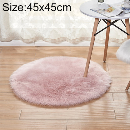 ELECTROPRIME Long Plush Round Carpet Living Room Decoration Imitation Wool Carpet Mat, Size:45x45cm(Pink)