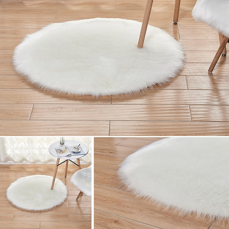 ELECTROPRIME Long Plush Round Carpet Living Room Decoration Imitation Wool Carpet Mat, Size:45x45cm(Pink)