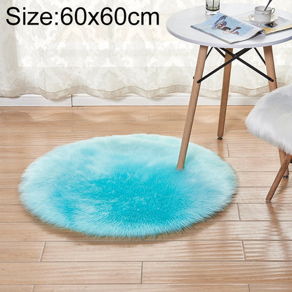 ELECTROPRIME Long Plush Round Carpet Living Room Decoration Imitation Wool Carpet Mat, Size:60x60cm(Light Blue)
