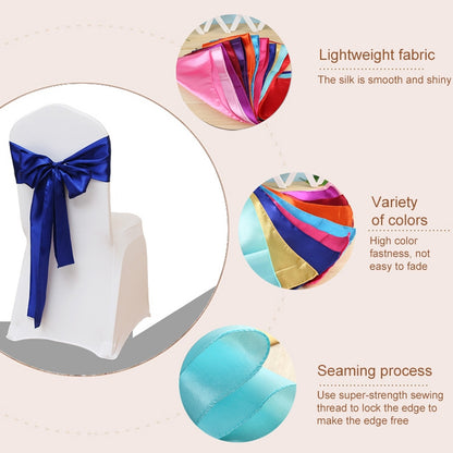 ELECTROPRIME 3 PCS Satin Fabric Chair Bows Wedding Chairs Knot Decoration(Royal blue)