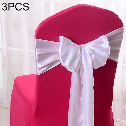 ELECTROPRIME 3 PCS Satin Fabric Chair Bows Wedding Chairs Knot Decoration(White)