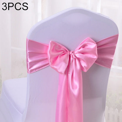 ELECTROPRIME 3 PCS Satin Fabric Chair Bows Wedding Chairs Knot Decoration(Pink)