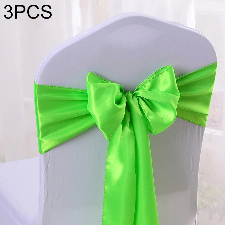 ELECTROPRIME 3 PCS Satin Fabric Chair Bows Wedding Chairs Knot Decoration(Fruit Green)