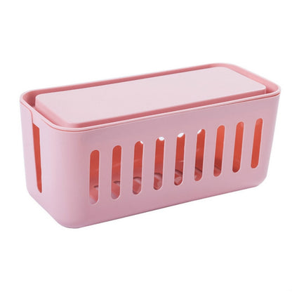 ELECTROPRIME Safety Household Desktop Power Cable Storage Box Charger Socket Organizer(Pink)