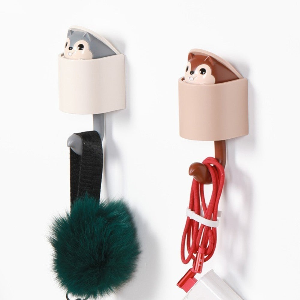 ELECTROPRIME Squirrel Creative Hook Strong Adhesive Wall Hanging(Pink)