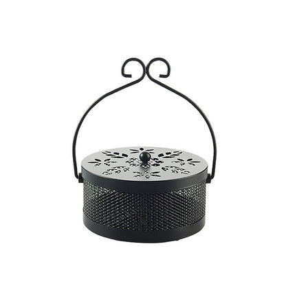 ELECTROPRIME Outdoor Portable Multifunctional Hollow Fireproof Mosquito Coil Box with Lid(Black)