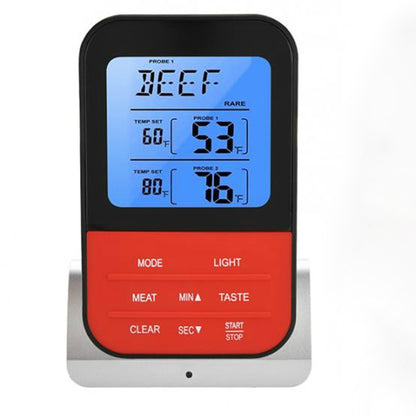 ELECTROPRIME LCD Digital Food Thermometer with Dual Probe Sensors Timer(Silver)