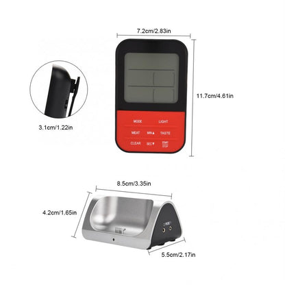 ELECTROPRIME LCD Digital Food Thermometer with Dual Probe Sensors Timer(Black)