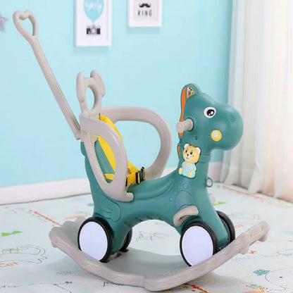 ELECTROPRIME Baby Rocking Chair Baby Rocking Horse Wooden Multifunctional Musical Ride On Toys(Green)