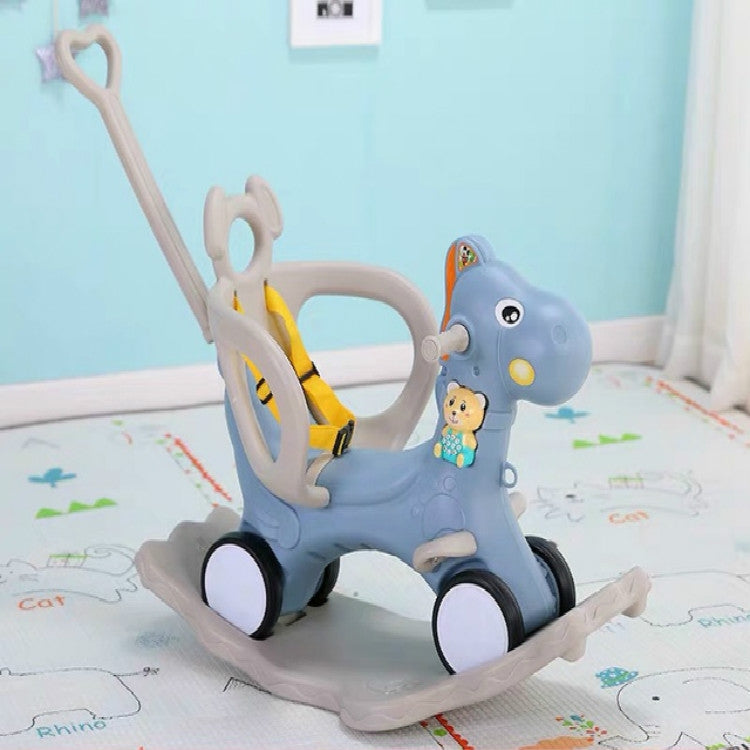ELECTROPRIME Baby Rocking Chair Baby Rocking Horse Wooden Multifunctional Musical Ride On Toys(Blue)