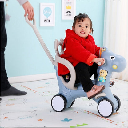 ELECTROPRIME Baby Rocking Chair Baby Rocking Horse Wooden Multifunctional Musical Ride On Toys(Green with Dinner Plate)