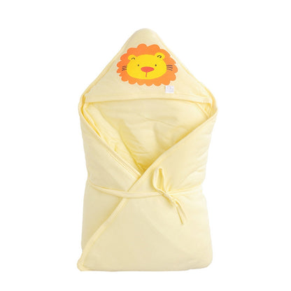 ELECTROPRIME Baby Blanket Cartoon Animal Print Newborn Swaddle Hooded Wrap(Yellow)