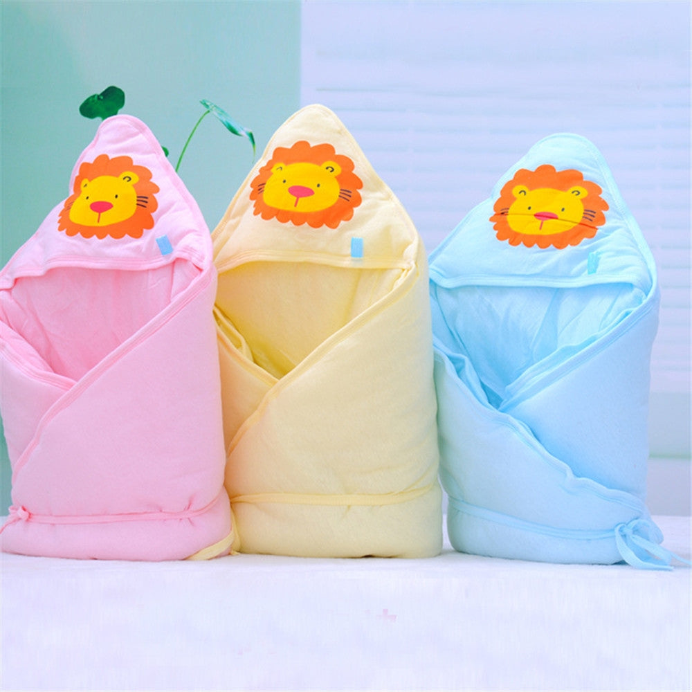 ELECTROPRIME Baby Blanket Cartoon Animal Print Newborn Swaddle Hooded Wrap(Yellow)