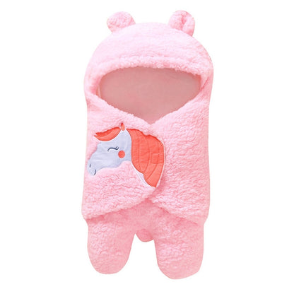 ELECTROPRIME Cute Cartoon Bear Ear Cotton Baby Sleeping Blanket(Pink)