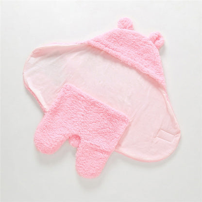 ELECTROPRIME Cute Cartoon Bear Ear Cotton Baby Sleeping Blanket(Pink)