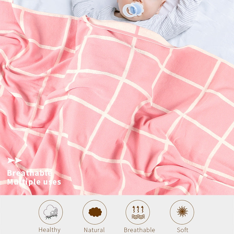 ELECTROPRIME Knitted Plaid Baby Blanket(Green)