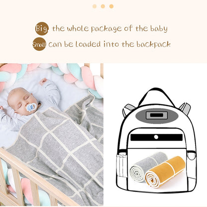 ELECTROPRIME Knitted Plaid Baby Blanket(Green)