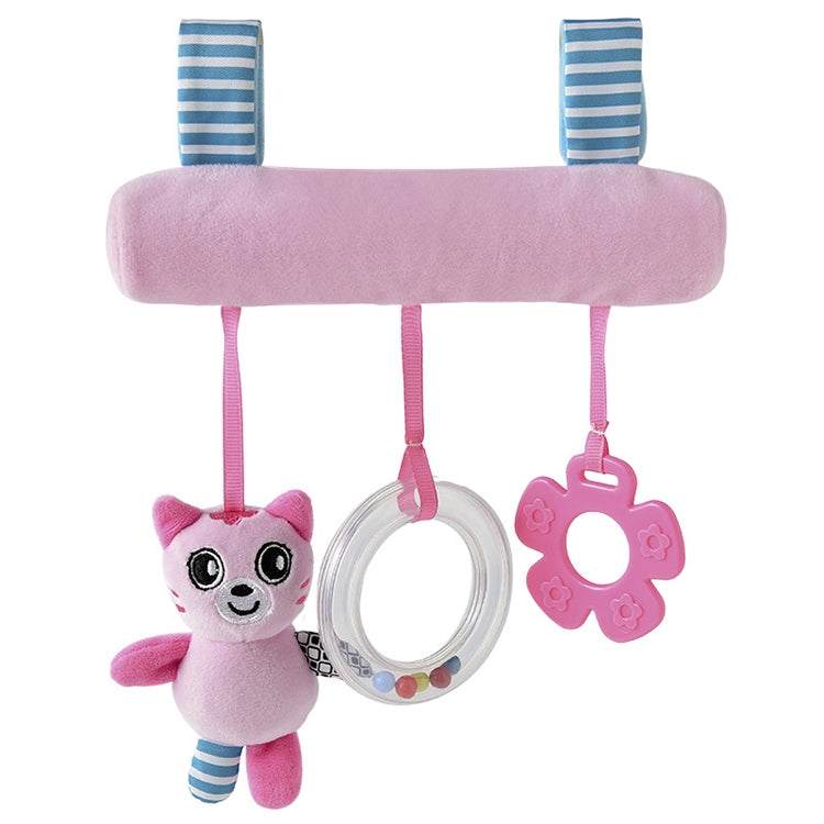 ELECTROPRIME Baby Stroller Cartoon Animal Pendant Cradle Ornament Hanging Rattle(Pink kitten Bed)