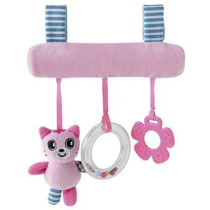 ELECTROPRIME Baby Stroller Cartoon Animal Pendant Cradle Ornament Hanging Rattle(Pink kitten Bed)