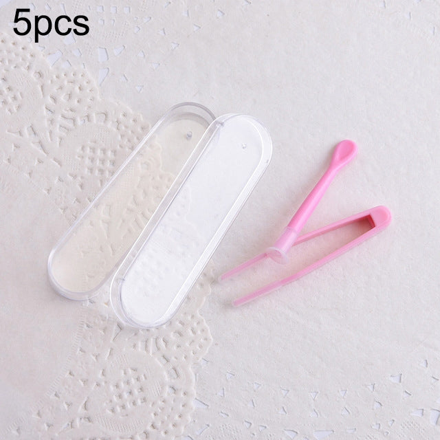 ELECTROPRIME 5pcs Portable Contact Lens Special Tweezer and Stick Set Travel Kit(Red)