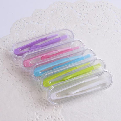 ELECTROPRIME 5pcs Portable Contact Lens Special Tweezer and Stick Set Travel Kit(Green)